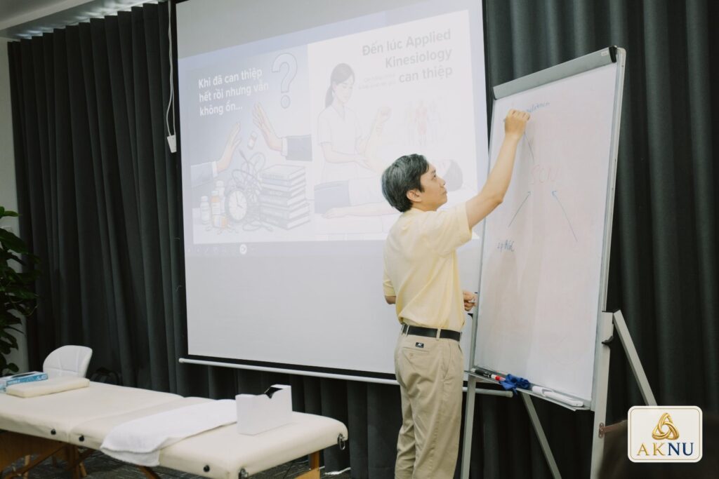 BS Đức vẽ sơ đồ lên bảng trong phần giảng.